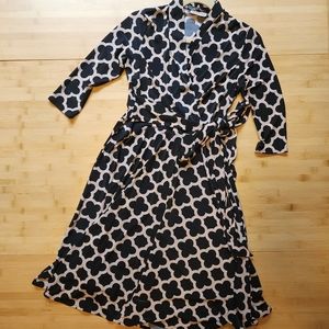 Karina 3/4 sleeve Ruby faux wrap dress, S/M, mod pattern